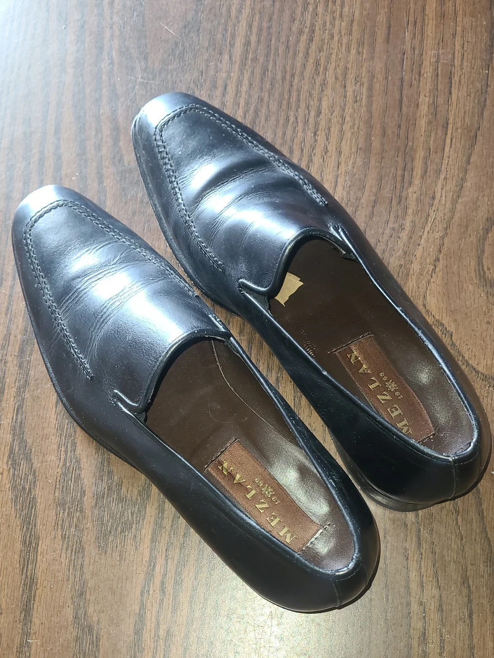 Mezlan Black Leather Slip-On Loafers Size Mens 8m
